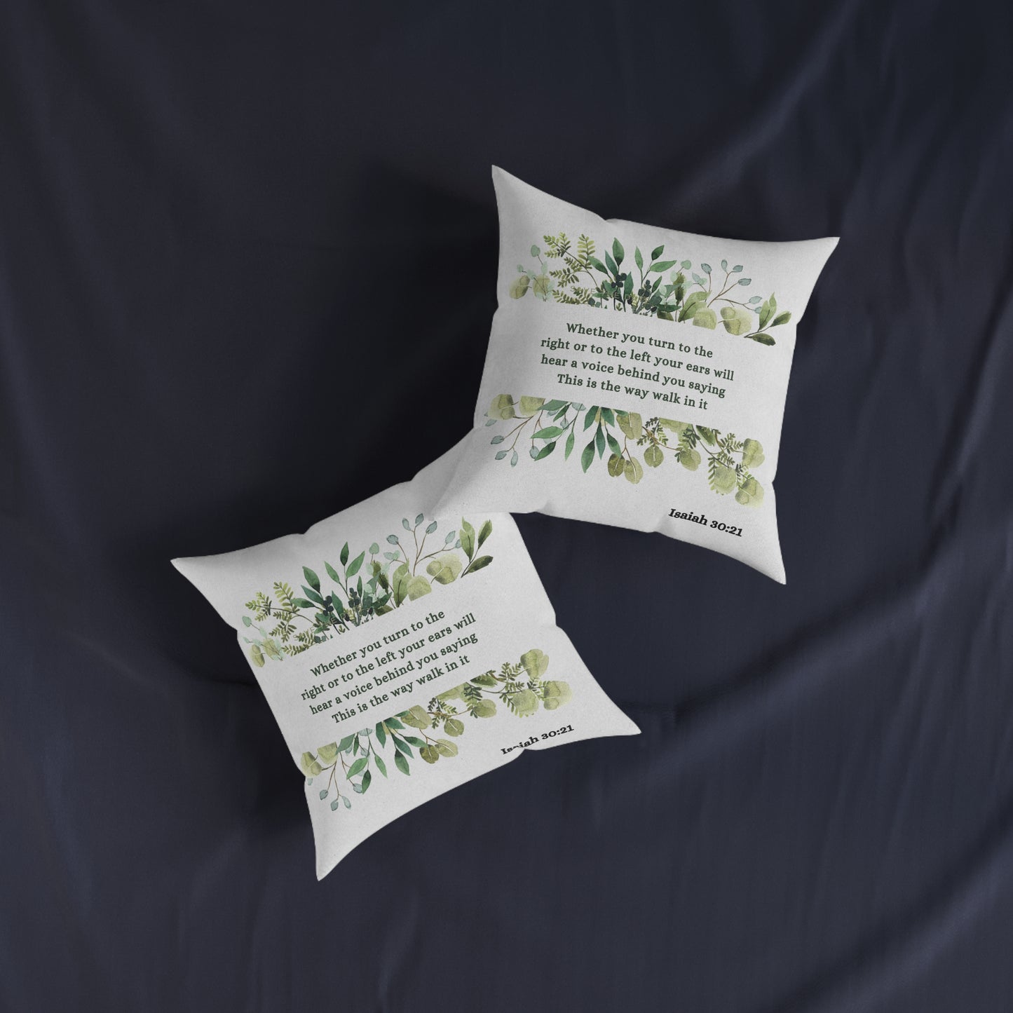Cream and Green Isaiah 30:21 Cushion