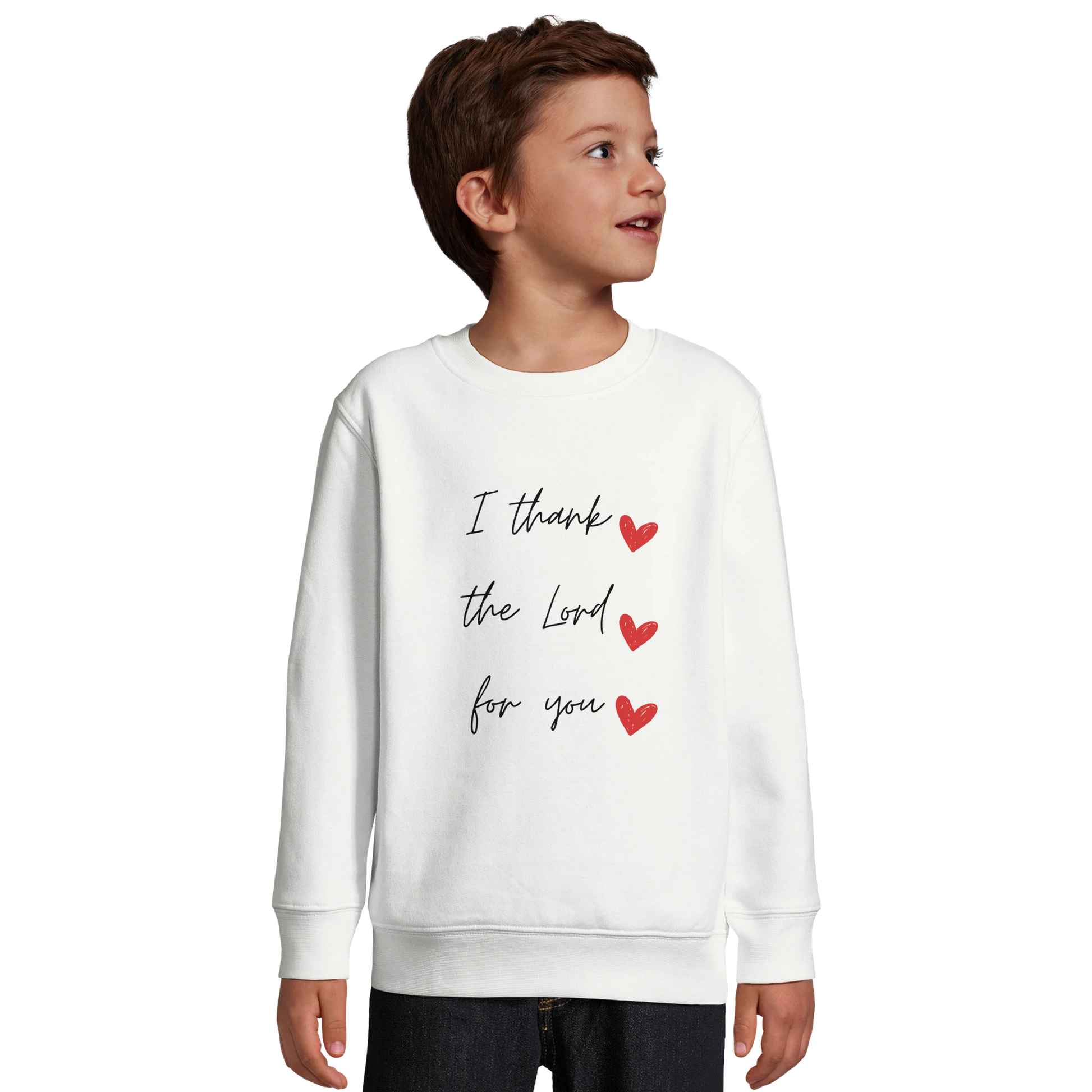Kids Eco-Friendly Sweatshirt – 'I Thank the Lord for You' Cute Jumper - MountZionGifts