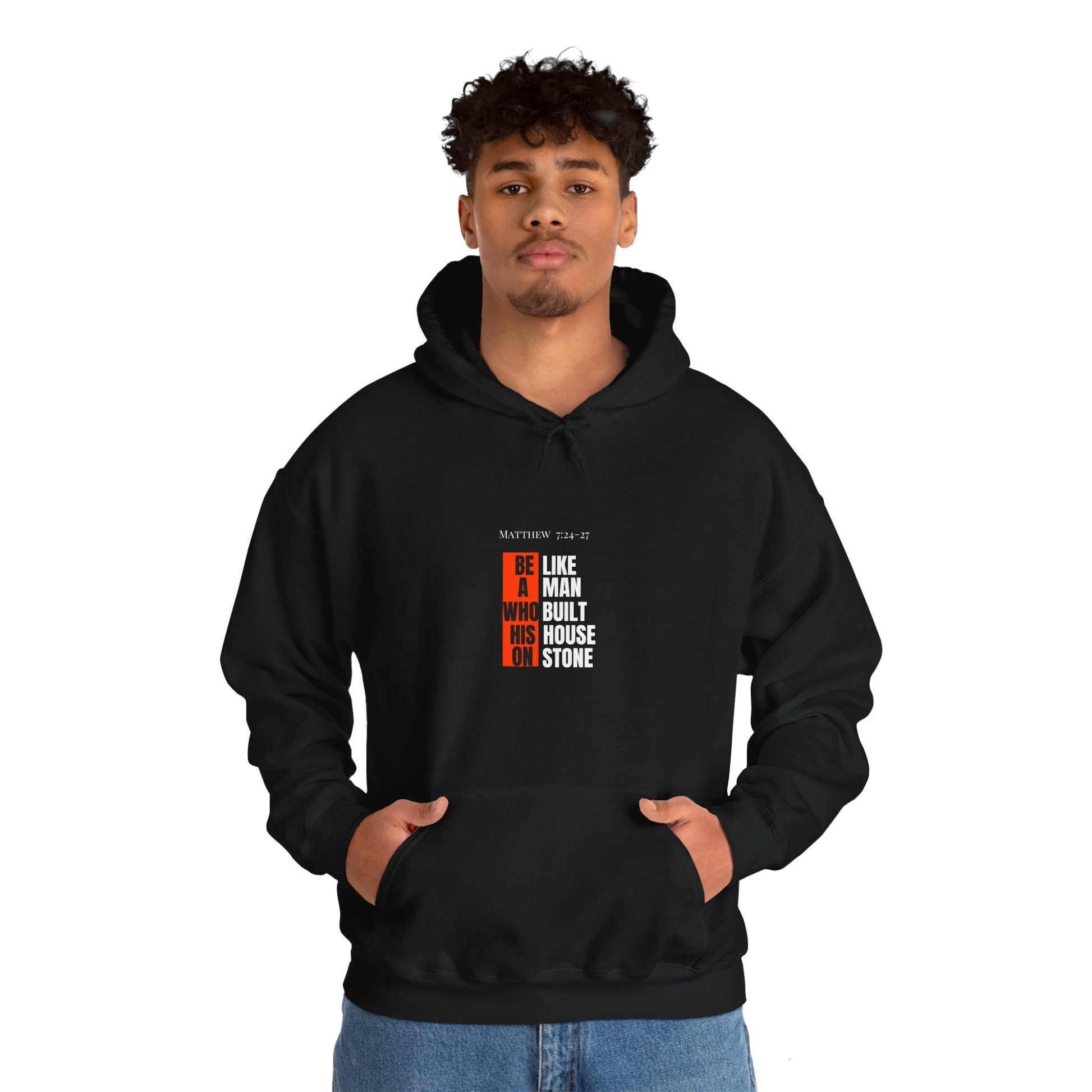 Black Built on Stone Hoodie - MountZionGifts